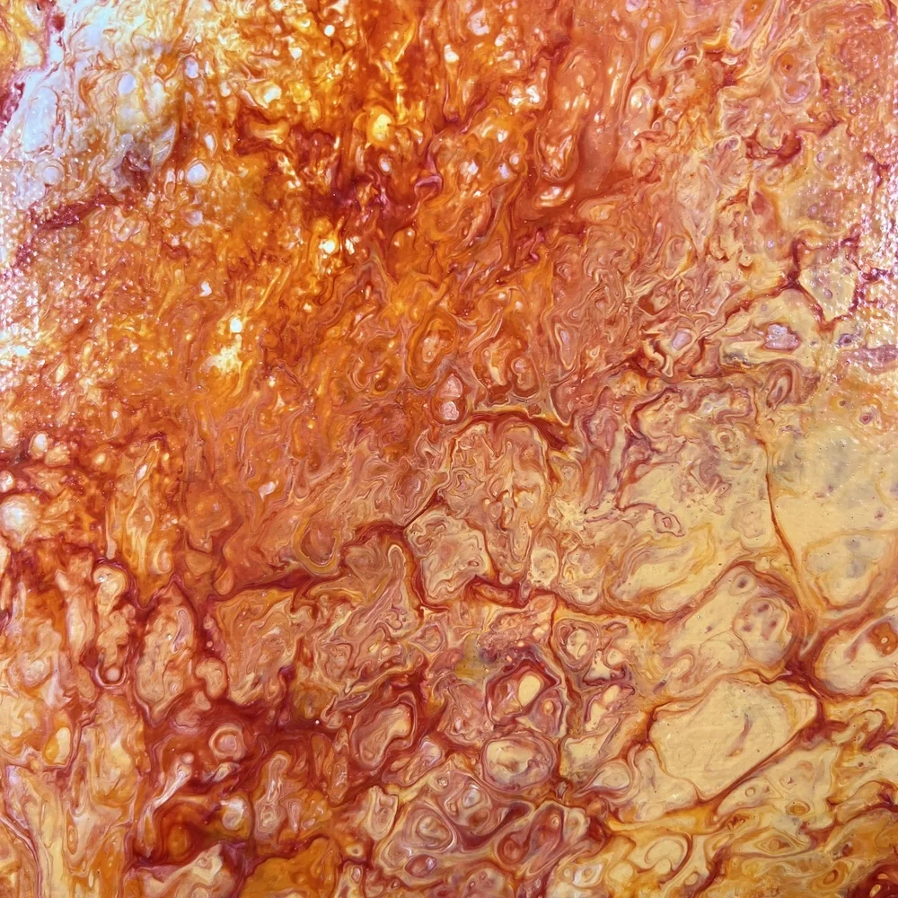 8" x 8" "Wildfire" Acrylic Pour Painting By Kat Sanders Abstract Fluid Vibrant - Picture 3 of 4